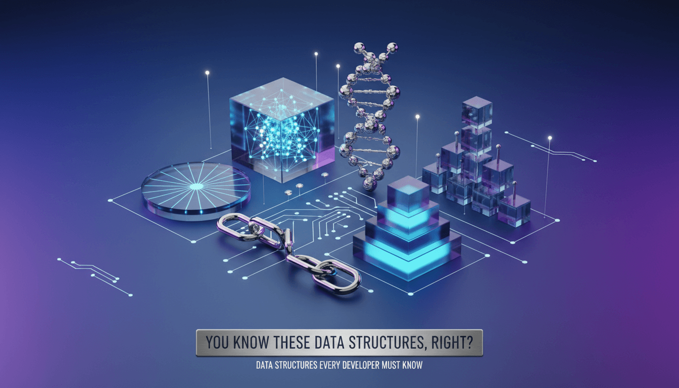 Diagram illustrating common data structures like arrays, linked lists, and trees.