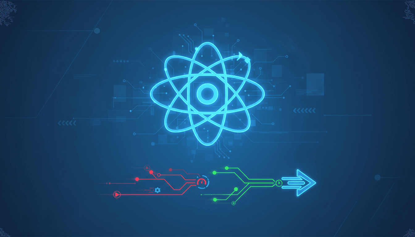 Code on screen with spinning loading icon, illustrating slow React app performance and potential fixes.